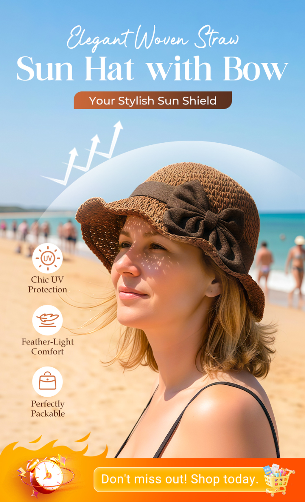 🔥 Hot Sale 49% OFF🔥Elegant Woven Straw Sun Hat with Bow
