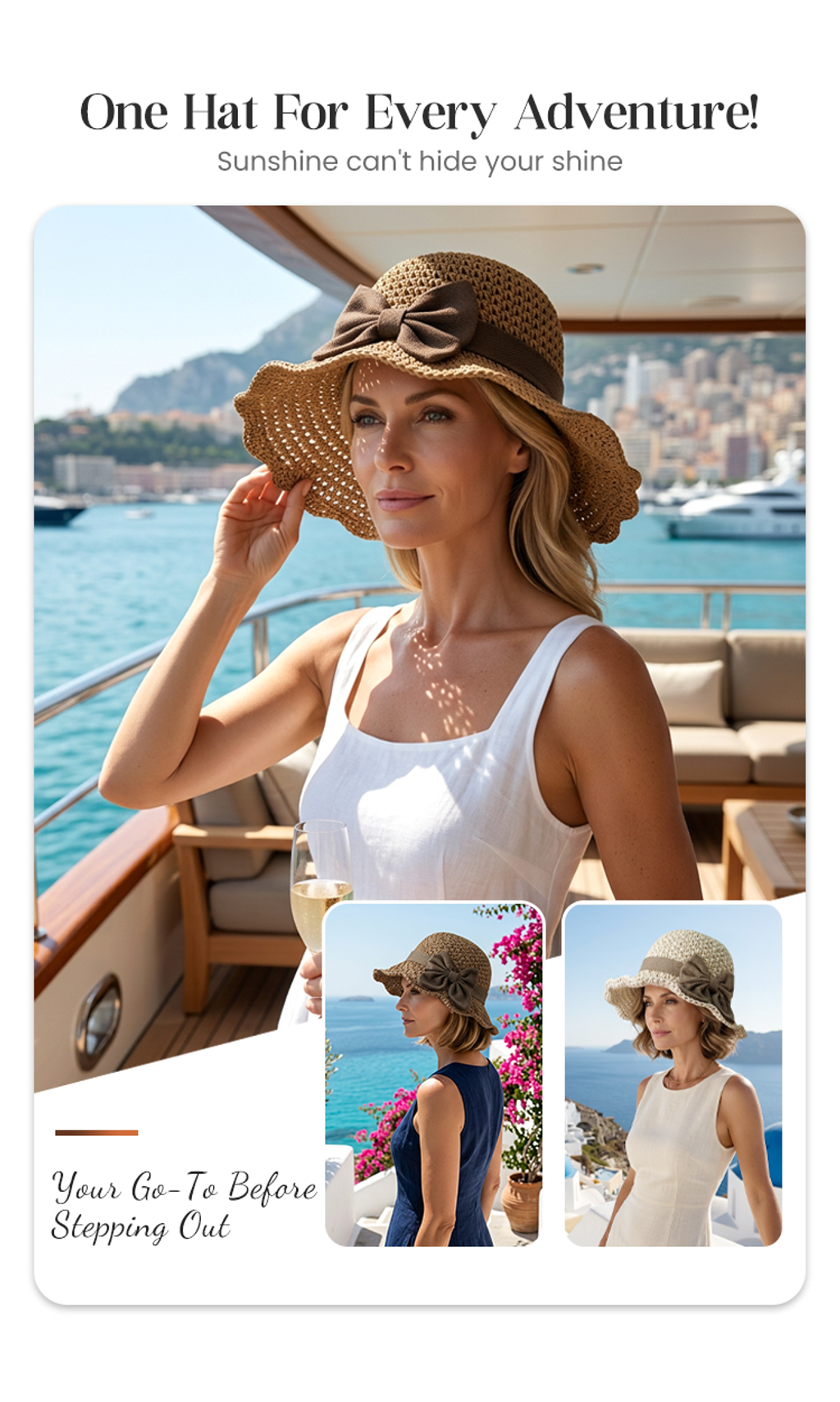 🔥 Hot Sale 49% OFF🔥Elegant Woven Straw Sun Hat with Bow
