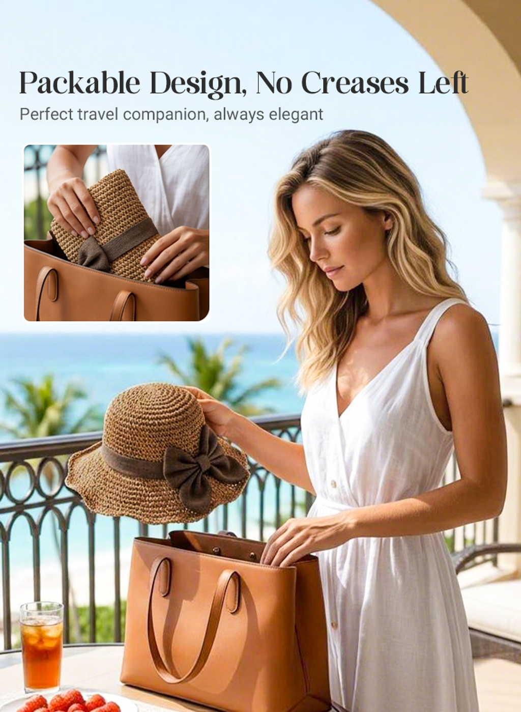 🔥 Hot Sale 49% OFF🔥Elegant Woven Straw Sun Hat with Bow