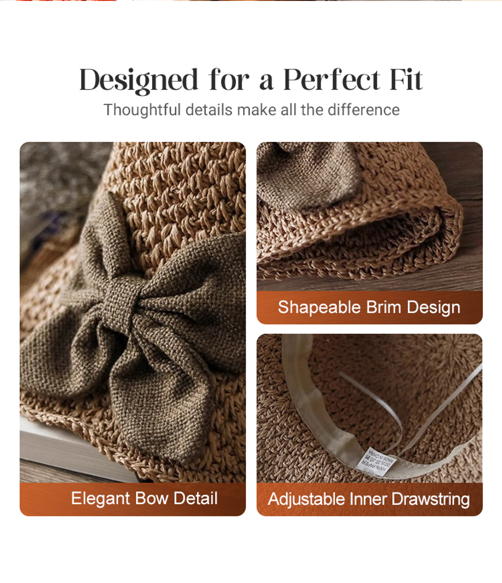 🔥 Hot Sale 49% OFF🔥Elegant Woven Straw Sun Hat with Bow