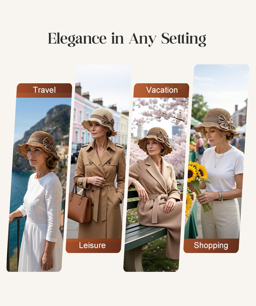 🔥 Hot Sale 49% OFF🔥Elegant Woven Straw Sun Hat with Bow